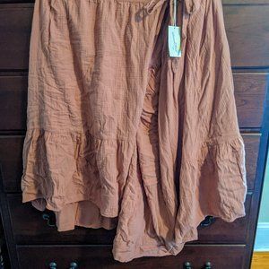 Dusty Rose Gauzy Midi Wrap Skirt Boho